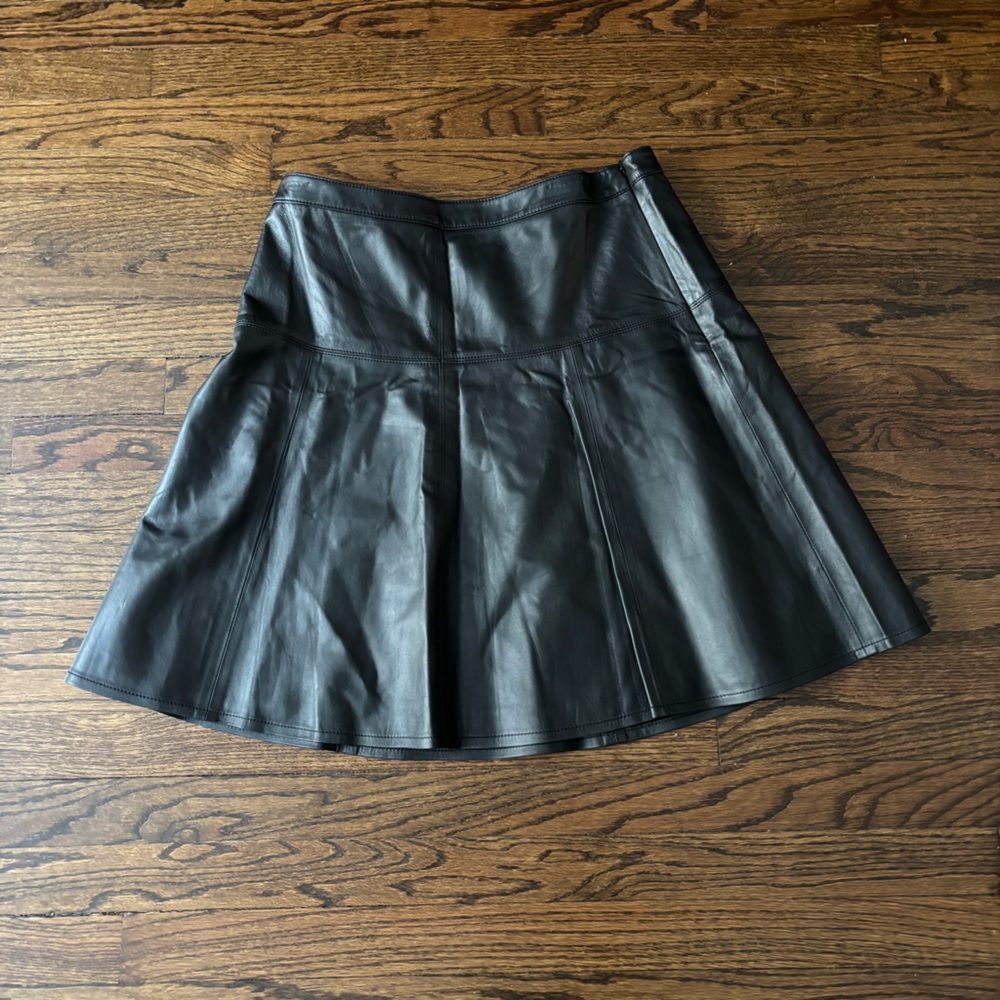 Black Pleated Genuine Leather Goth Grunge Whimsigoth Skirt
